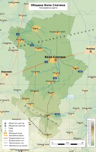 Община Бяла-Слатина на карте