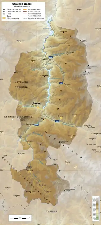 Община Девин на карте