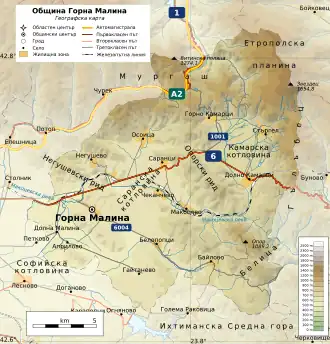 Община Горна-Малина на карте