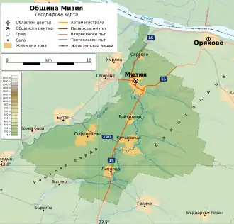Община Мизия на карте