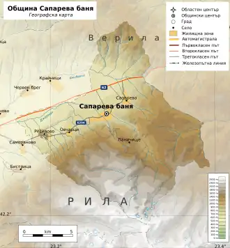 Община Сапарева-Баня на карте