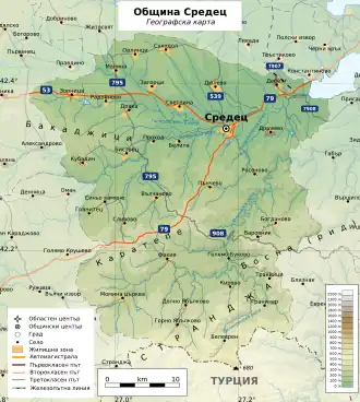 Община Средец на карте