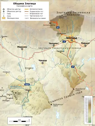 Община Златица на карте