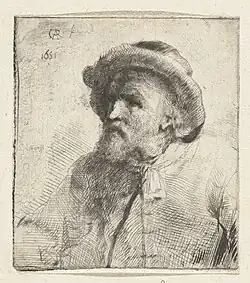 Портрет старого человека. 1651. Офорт, сухая игла