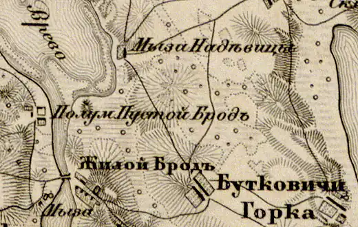 Деревня Петровская Горка на карте 1863 года
