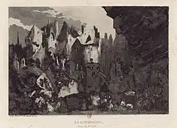 Декорация к постановке оперы Л. Бертен «Эсмеральда». Акт I. 1836. Офорт, акватинта