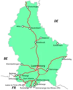 Примерная схема железных дорог (2018 год).