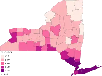 Подтверждённые случаи на 10 000 жителей по округам