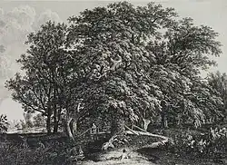 Парковый ландшафт. 1800-е. Офорт