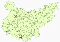 Расположение муниципалитета Кабеса-ла-Вака на карте провинции