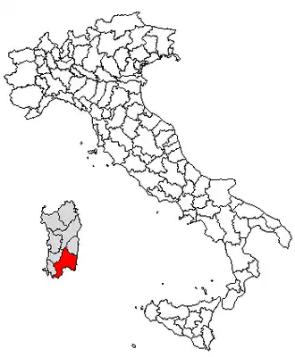 Провинция Кальяри на карте