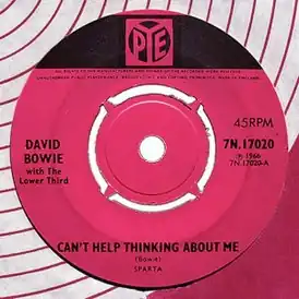 Обложка сингла David Bowie with The Lower Third «Can’t Help Thinking About Me» ()