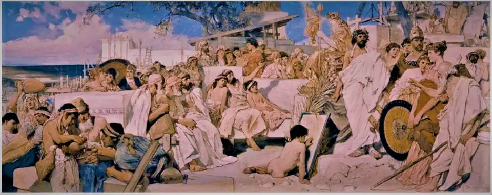 Сохранился предварительный вариант полотна «Искусство античности».