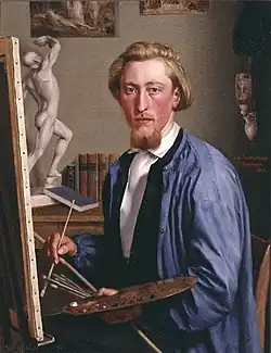 Профессиональный автопортрет Карла Людвига Йессена, на котором художник изображает себя за работой