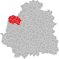 Кантон на карте департамента Эндр