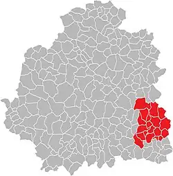 Кантон на карте департамента Эндр