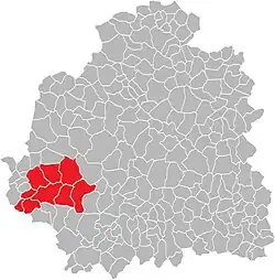 Кантон на карте департамента Эндр