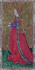 Королева кубков из колоды таро Висконти — Сфорца (1450 г.)