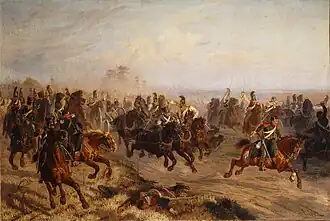 Преследование конногвардейцами французских конных егерей под Полоцком 6 августа 1812 года. Чирка Ф. А., 1890 г.