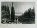 Картина кладбища Караджаахмет, нарисованная в 1838 году английским художником Уильямом Генри Бартлеттом.