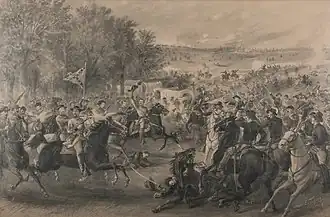 Атака кавалерии Юга у станции Тревильян, картина 1891 года.