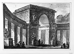 Портал, фланкированный аркадой. 1740-е. Бумага, тушь, перо, кисть. Национальный музей изобразительных искусств, Стокгольм