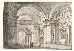 Внутренний вид церкви. 1742–1746. Бумага, акварель, тушь, перо, кисть. Смитсоновский музей дизайна Купер Хьюитт, Нью-Йорк