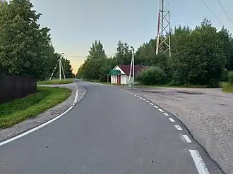 Лесная улица. Асфальтированный участок, переходящий в Центральную улицу.