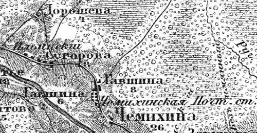 Деревня Чемихино на карте 1913 года