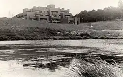 Дом отдыха «Красная Пахра», вид с противоположного берега. 1976-1979