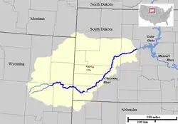 Течение и бассейн реки Шайенн