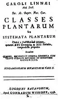 Титульный лист первого издания «Classes plantarum»
