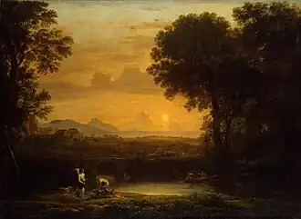 Вечер. Пейзаж с Товием и ангелом. 1663. Холст, масло. Государственный Эрмитаж, Санкт-Петербург