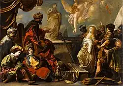 Святая Екатерина отказывается приносить жертву идолам. Между 1620 и 1670. Дерево, масло. Лувр, Париж