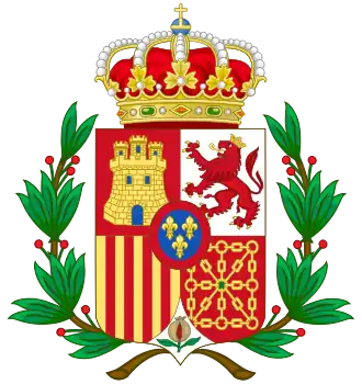 Версия герба Испании (1874-1931) с лавровыми ветвями.