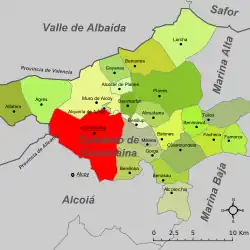 Расположение муниципалитета Косентайна на карте провинции