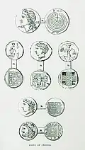 Иллюстрации монет из книги Роберта Пэшли «Travels in Crete»