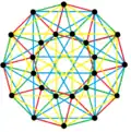 4{3}4, или , с 24 вершинами и 24 4-рёбрами, показанных в 4 цвета
