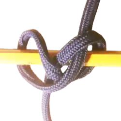 Битенговый узел, spar hitch, Constrictor on a pole.Перекрёстный У., не изнашивается и может быть завязан на середине троса.