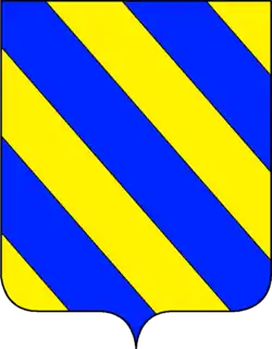 Герб — три лазурные полосы в золотом поле; различные ветви семейства добавили свои почётные знаки, полученные от предков