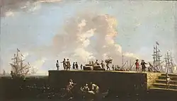 Средиземноморская набережная с моряками-торговцами и грузчиками. Между 1607 и 1667. Холст, масло. Частное собрание