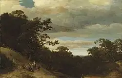 Крестьяне в лесном пейзаже. Дерево, масло. Частное собрание