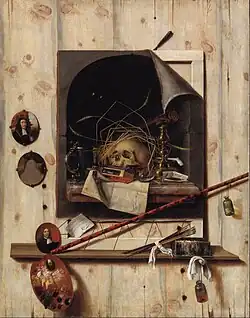 Стена мастерской с натюрмортом на тему «vanitas». 1668