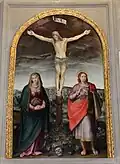 Баччо да Монтелупо. Распятие (нач. XVI века, дерево) на холсте с изображением Мадонны и Святого Иоанна (конец XVI в.)