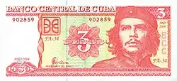 3 песо 2004 года. Лицевая сторона с изображением Че Гевары