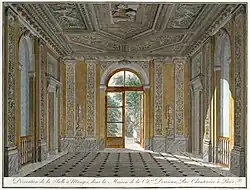 Отель Дервю. Оформление главного зала. 1778. Офорт, раскраска акварелью. Музей Карнавале, Париж