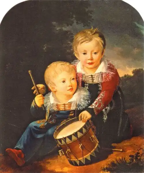 Сыновья А. В. Всеволожского: Дмитрий и Всеволод. Портрет работы Августа Дезарно. 1824 год