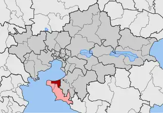 Карта общины: 1 — Термаикос 2 — Миханьона (сверху) и Эпаноми (снизу)