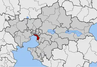 Карта общины: 1 — Салоники 2 — Триандрия