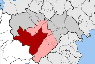 Карта общины: — Верия — по часовой стрелке: Доврас, Апостолос-Павлос, Вергина, Македонида